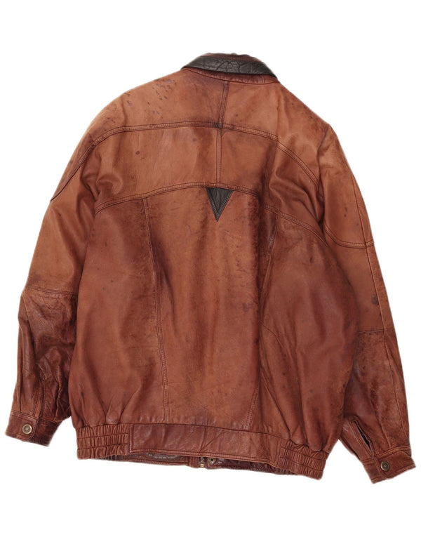 Giacca in pelle vintage da uomo UK 42 XL in pelle marrone