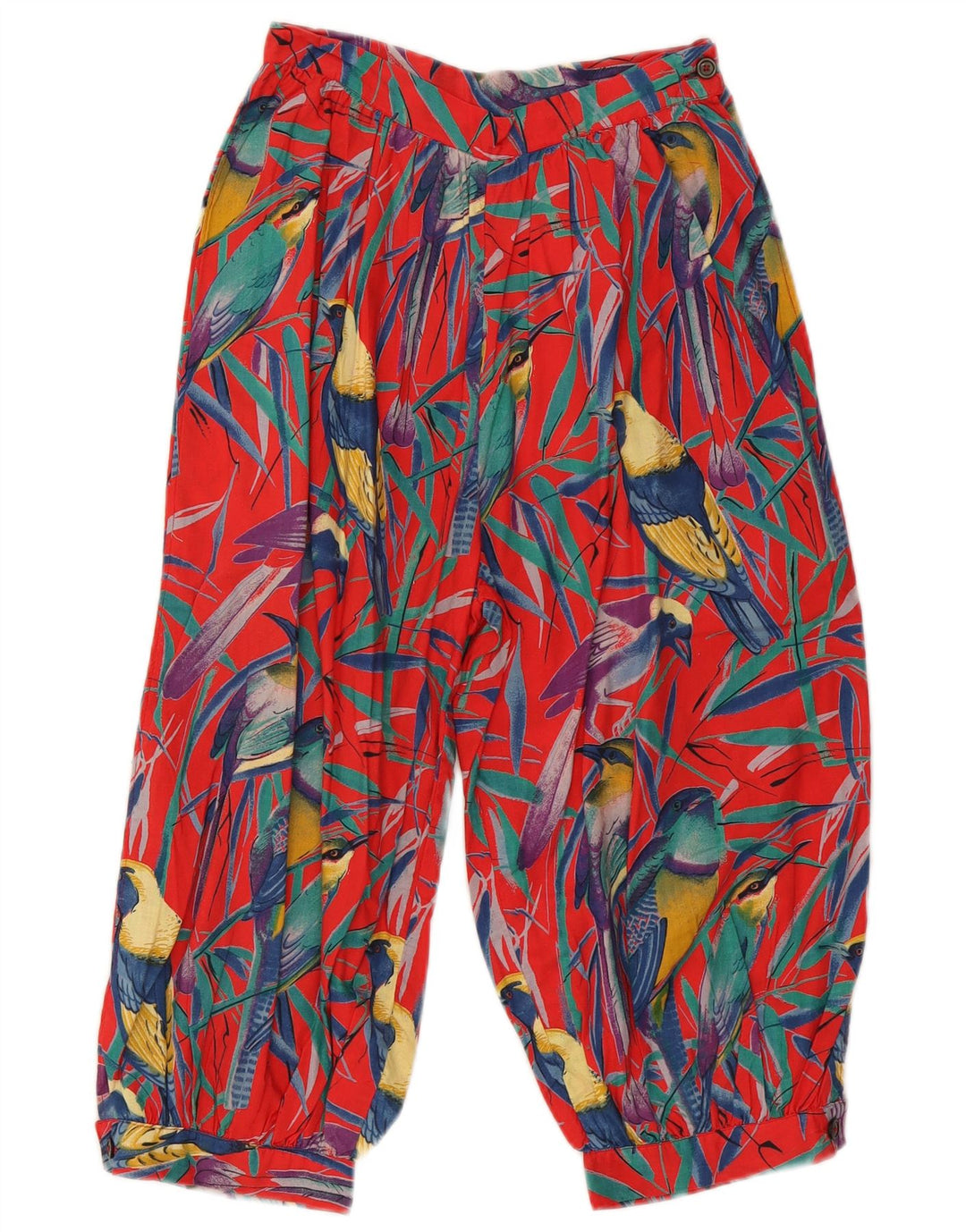 Pantaloni Harem Capri da donna VINTAGE W24 L17 stampa animalier rossa