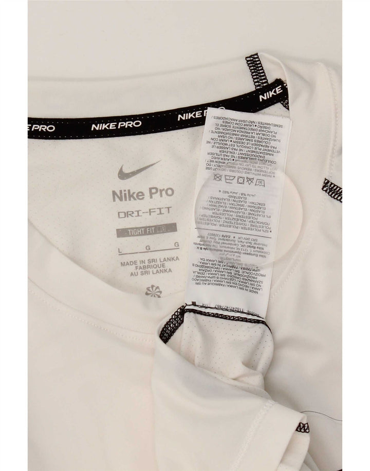 T-shirt grafica Nike Dri Fit da uomo, grande, in poliestere bianco