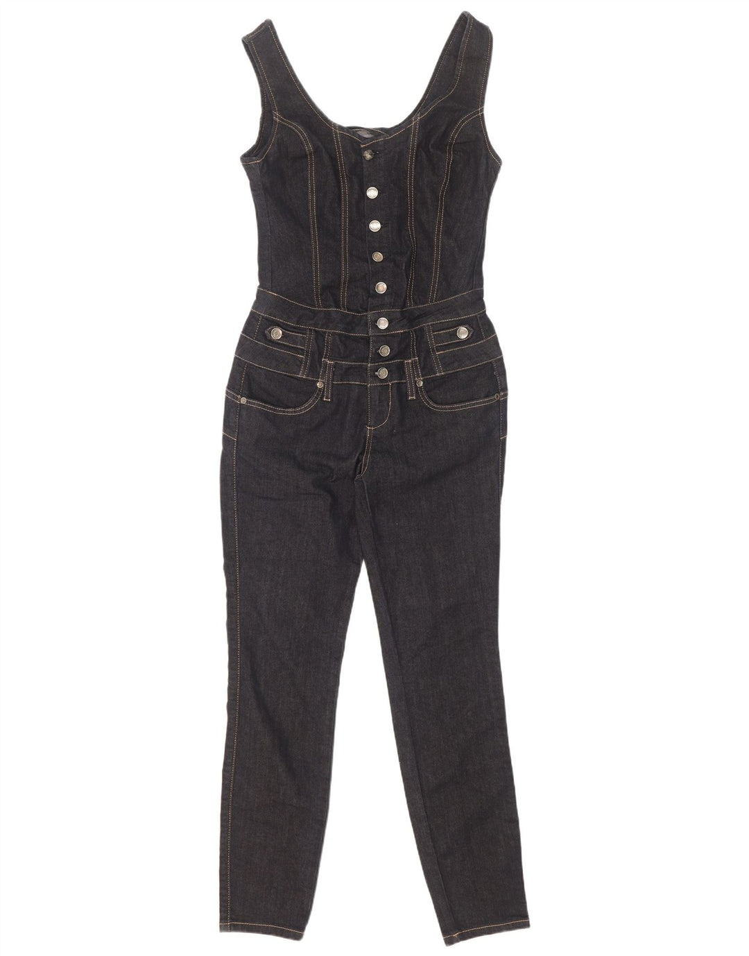 Tuta in denim senza maniche da donna Liu Jo UK 12 cotone nero medio