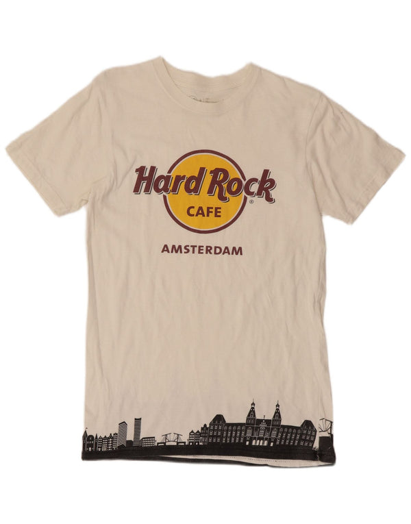 HARD ROCK CAFE T-shirt grafica da uomo Amsterdam Top piccola in cotone bianco