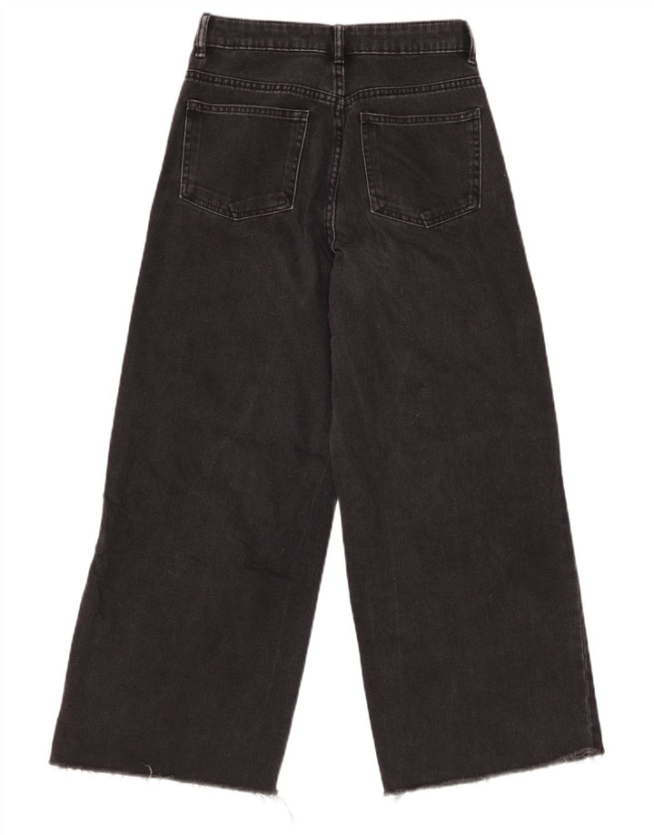 Jeans ZARA da donna a vita alta a gamba larga W22 L25 cotone nero