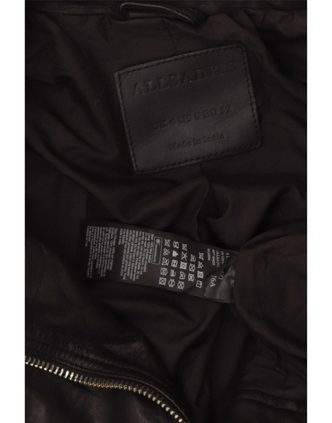 Giacca da motociclista in pelle corta da donna All Saints UK 4 XS in pelle nera
