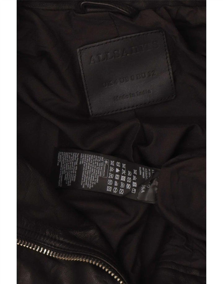 Giacca da motociclista in pelle corta da donna All Saints UK 4 XS in pelle nera