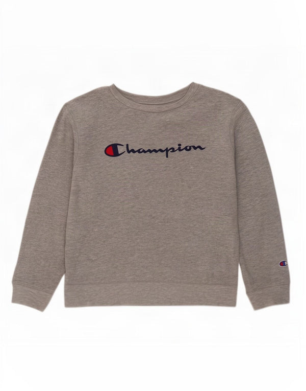 Felpa corta da donna con grafica Champion Champion UK 14 grande cotone grigio