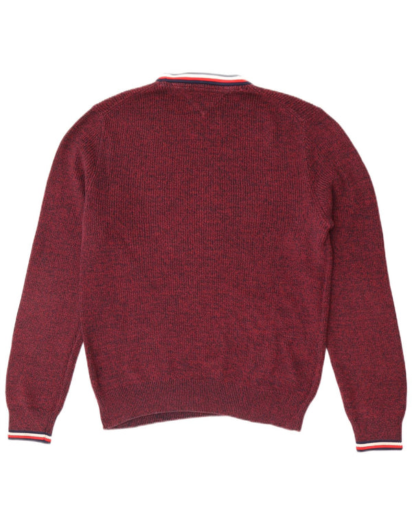 Maglione maglione girocollo da uomo Tommy Hilfiger medio bordeaux screziato