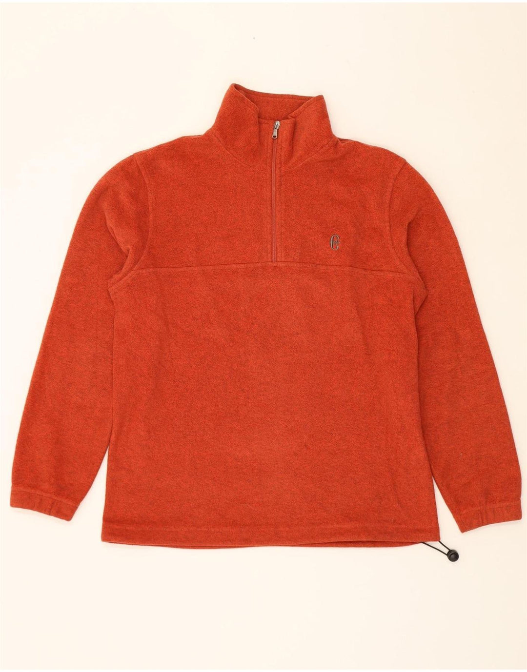 CONTE OF FLORENCE Mens Zip Neck Fleece Jumper Medium Orange Polyester Vintage Conte of Florence and Second-Hand Conte of Florence from Messina Hembry 