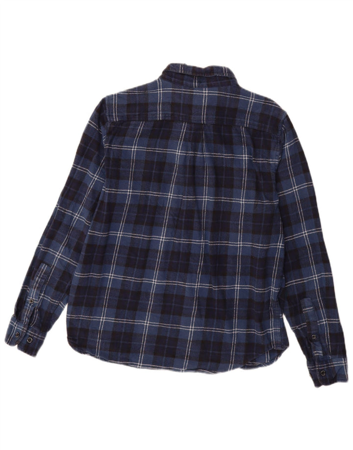 Eddie Bauer Camicia da uomo in flanella di cotone a quadri blu navy medio