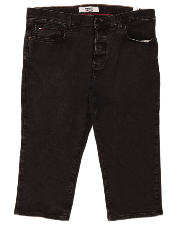Tommy Hilfiger Uomo Droite Straight Capri Jeans W36 L20 Cotone Nero