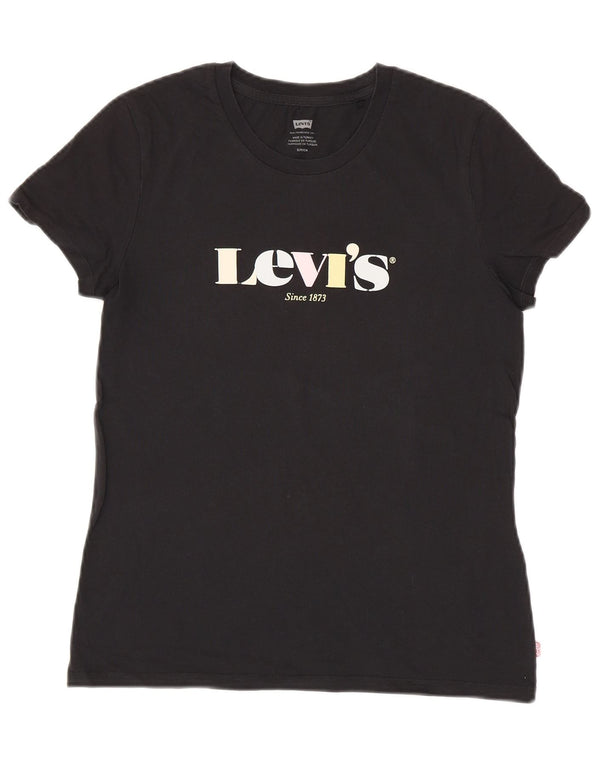 T-shirt grafica da donna LEVI'S Top UK 10 piccola in cotone nero
