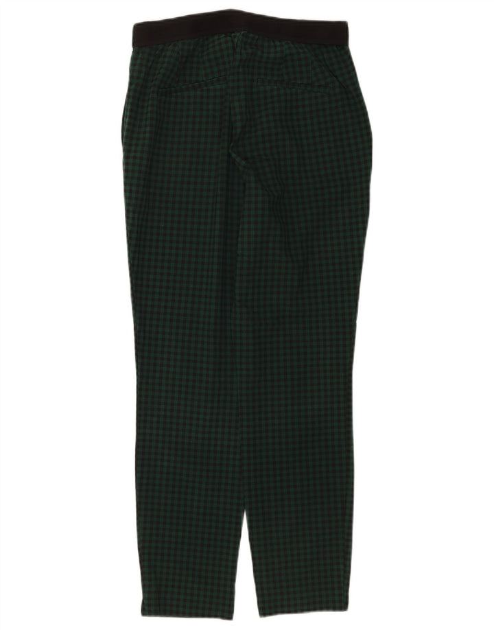 Pantaloni chino slim da donna Zara medi W28 L26 poliestere a quadri verdi