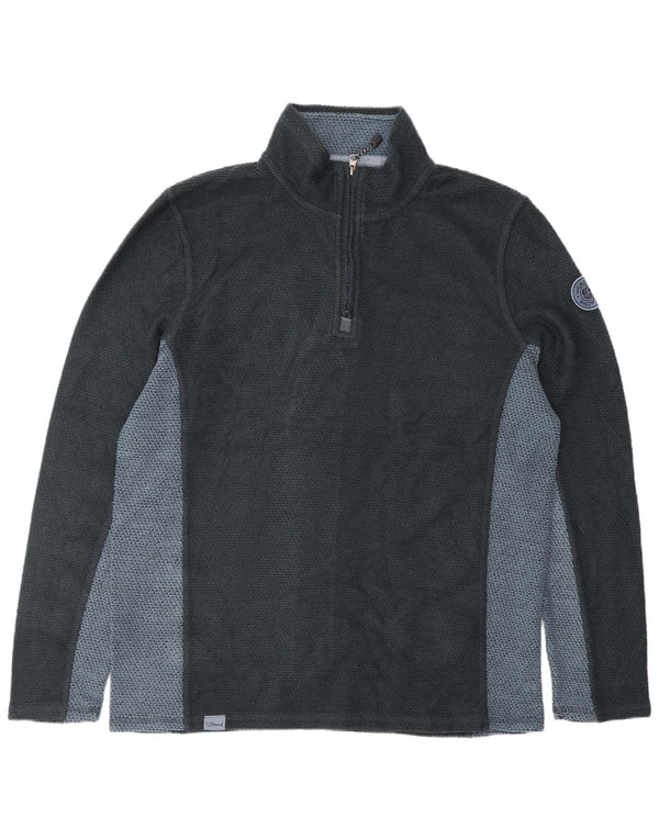 WEIRD FISH Felpa da uomo con zip sul collo Maglione XL Blu navy Colourblock