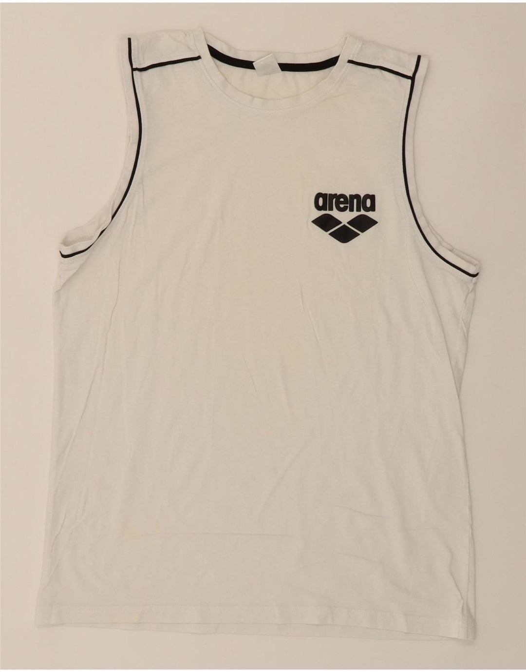 ARENA Mens Graphic Vest Top Medium White Vintage Arena and Second-Hand Arena from Messina Hembry 
