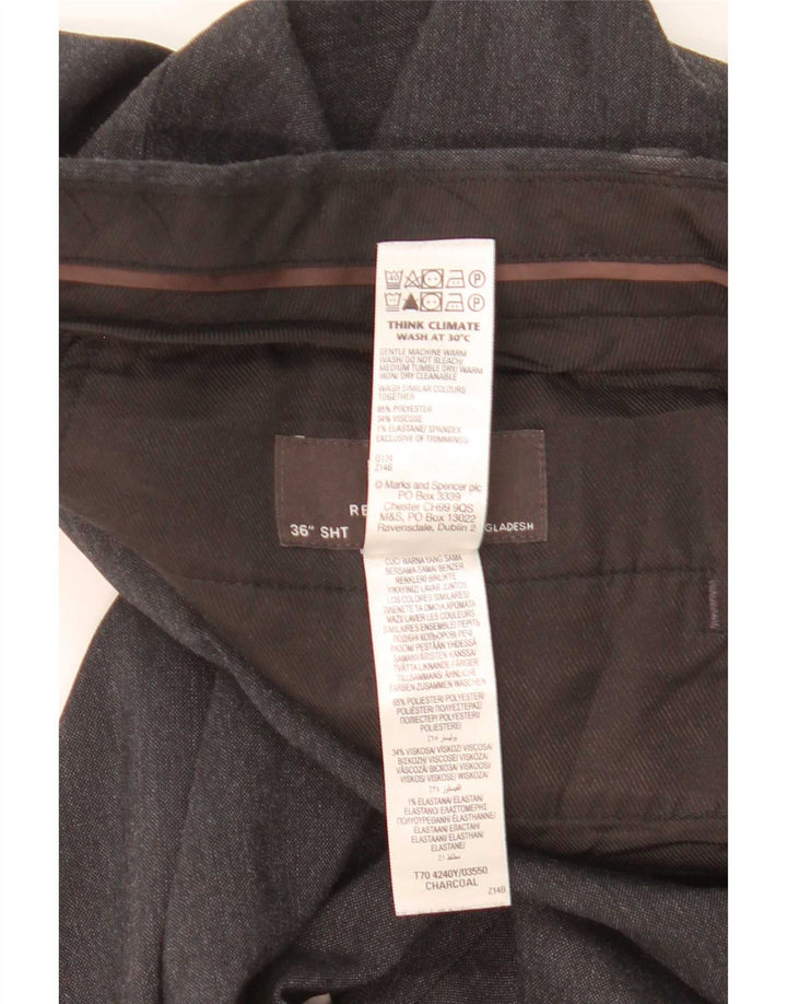 Pantaloni chino dritti da uomo Marks & Spencer W36 L29 grigi screziati