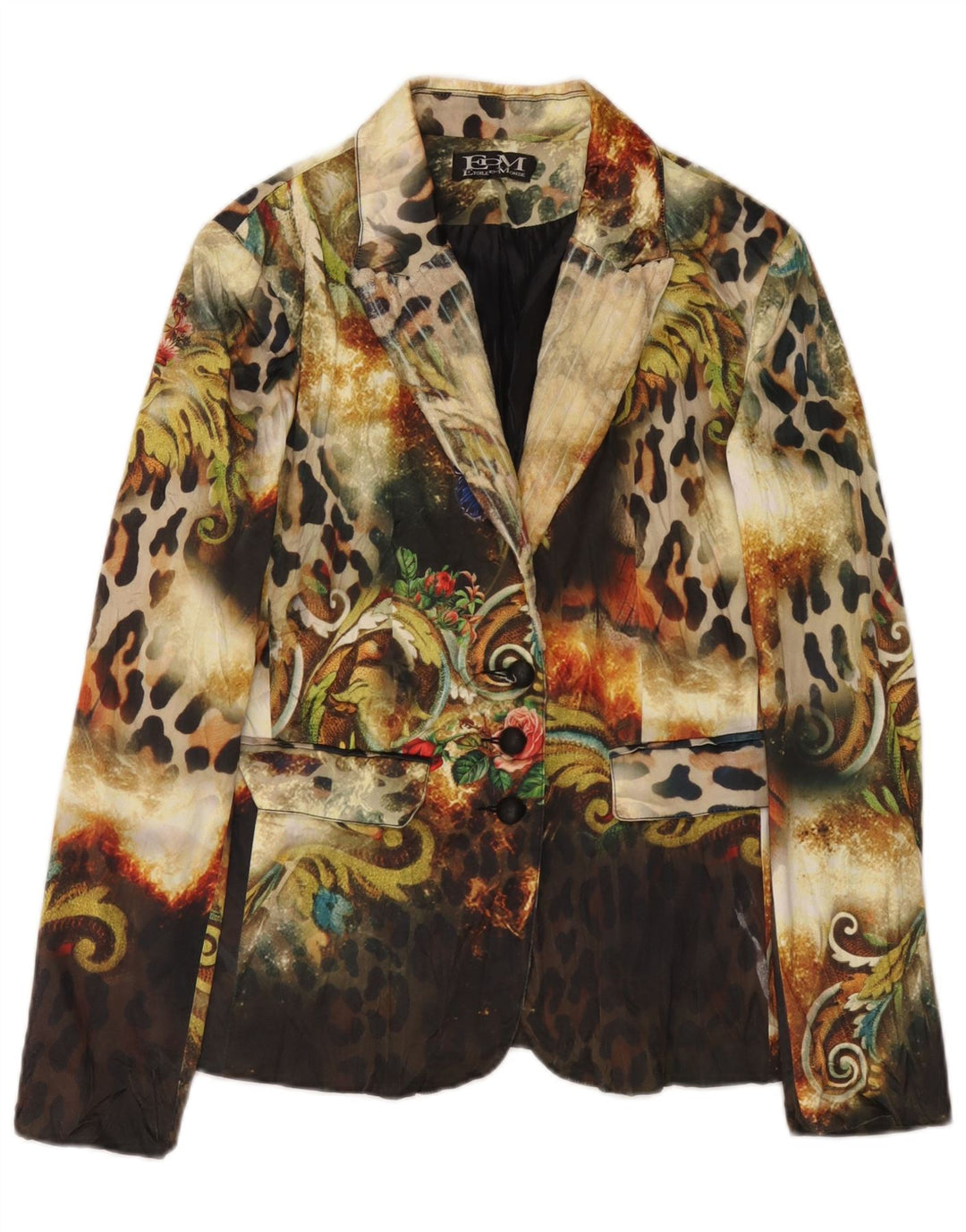 Giacca blazer da donna Etoile Du Monde UK 10 piccola stampa animale multicolore
