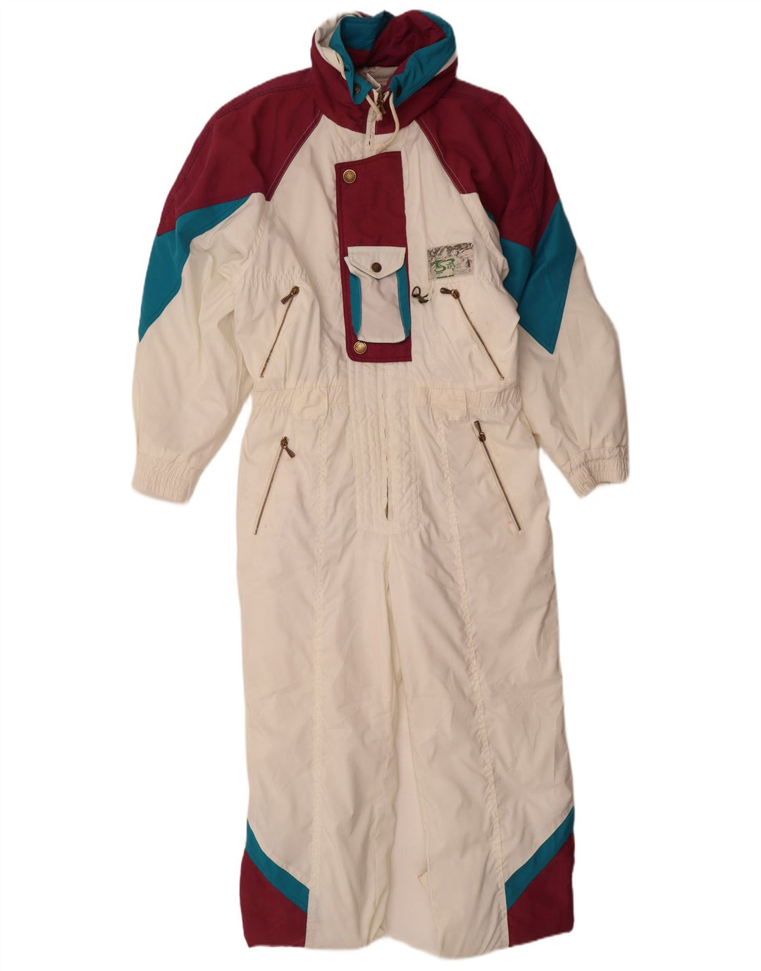 Tuta da sci da donna taglio ampio con cappuccio Silvy IT 44 Medium White Colourblock