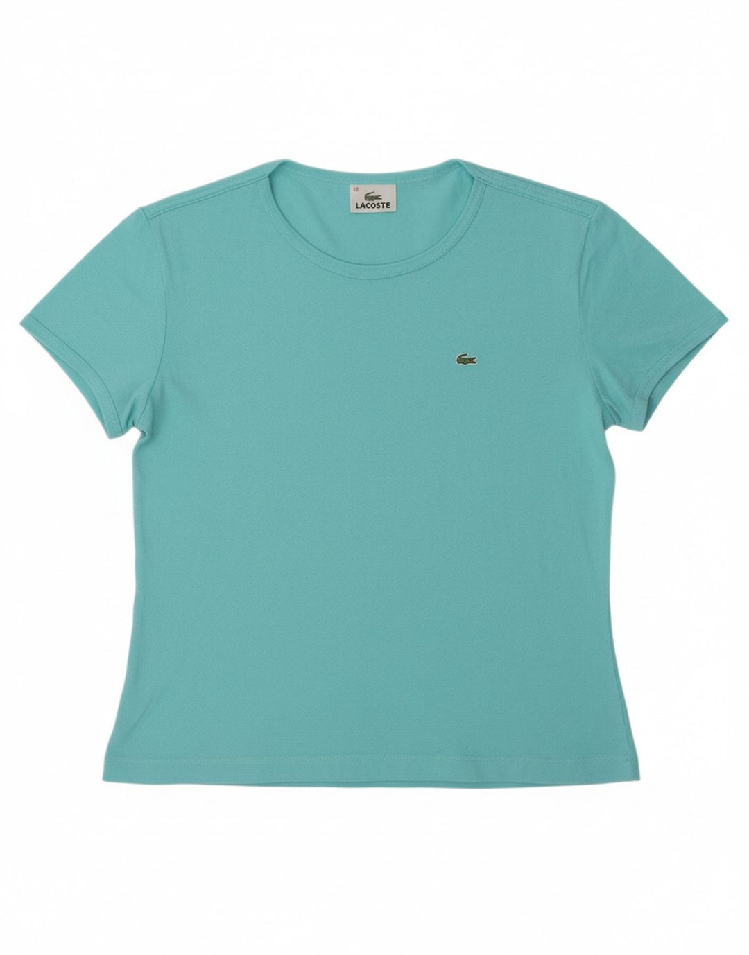 LACOSTE Womens T-Shirt Top Size 42 Large Turquoise Cotton