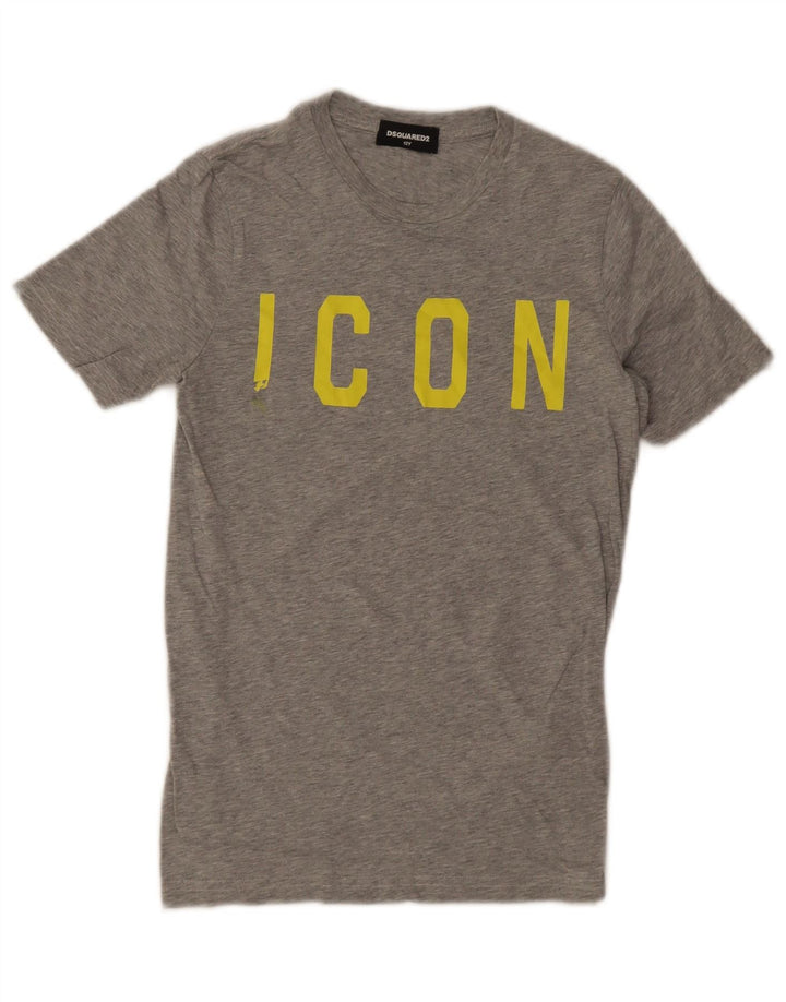 T-shirt grafica per ragazzi Dsquared2 Top 11-12 anni in cotone chiazzato grigio