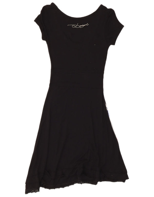 Desigual Abito da donna a linea A con grafica UK 12 Medium Black Floral