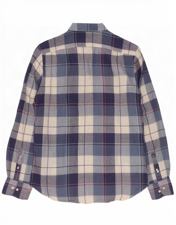 Camicia da uomo Massimo Dutti in lino a quadri grandi blu