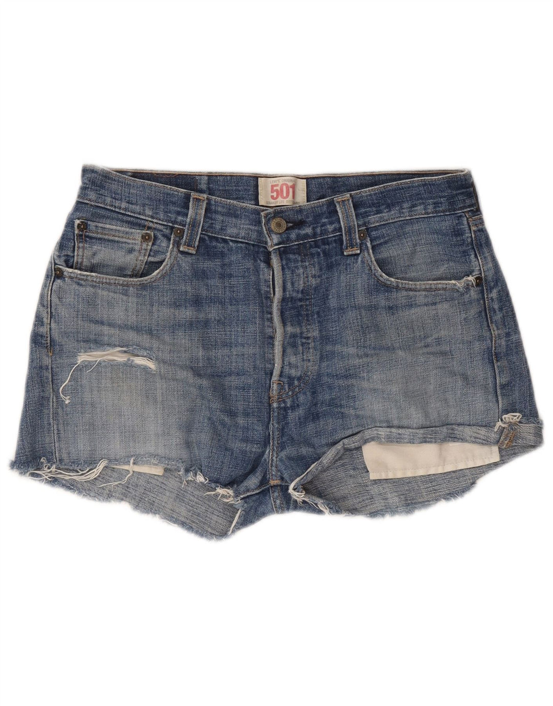 Pantaloncini Levi's da donna 501 in denim invecchiato W30 cotone blu medio