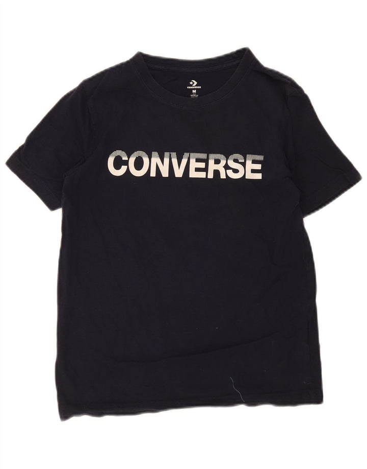T-shirt grafica regolare da ragazzo Converse Top 10-11 anni in cotone blu navy