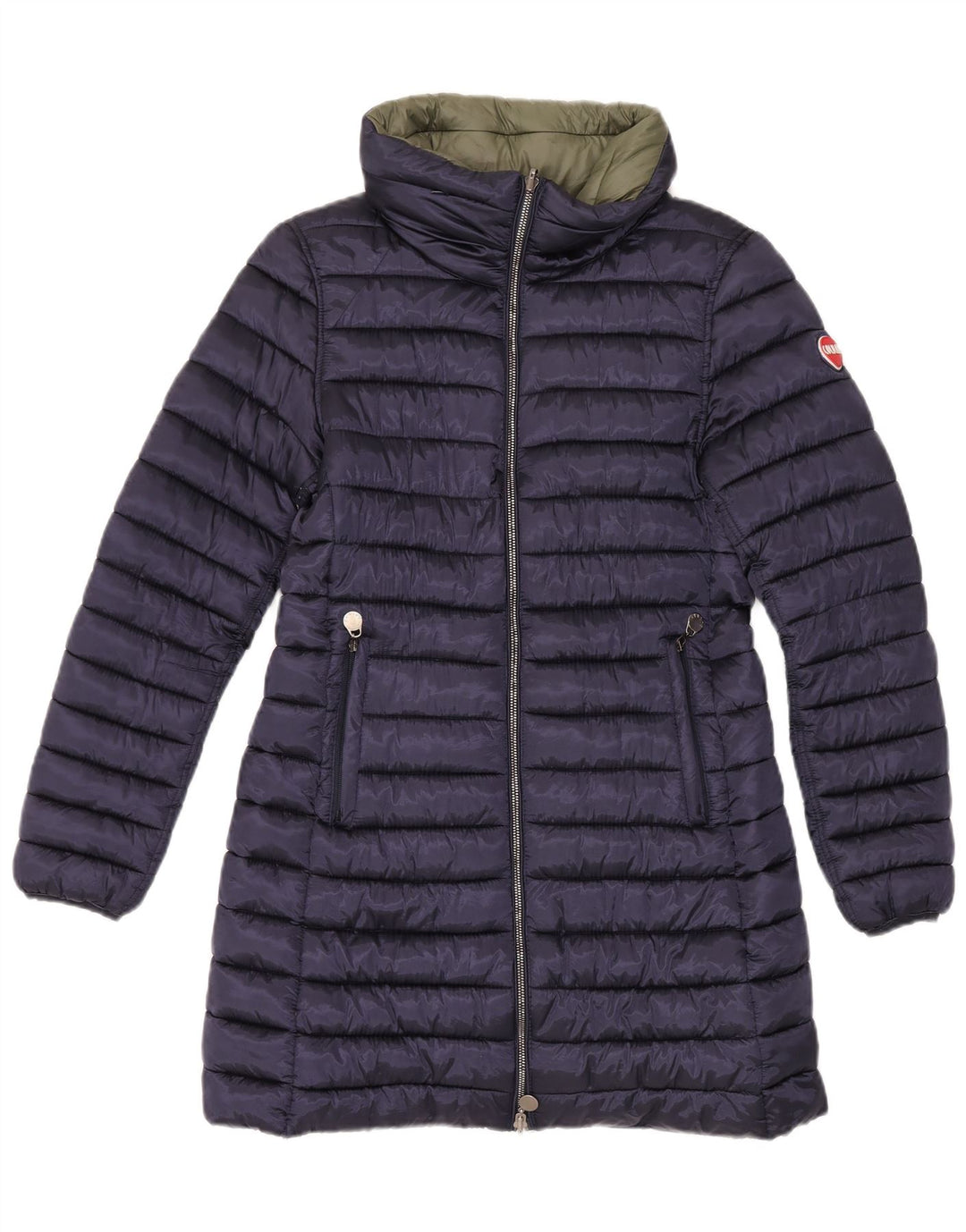 Cappotto imbottito reversibile con cappuccio da donna Colmar UK 12 medio in nylon blu navy