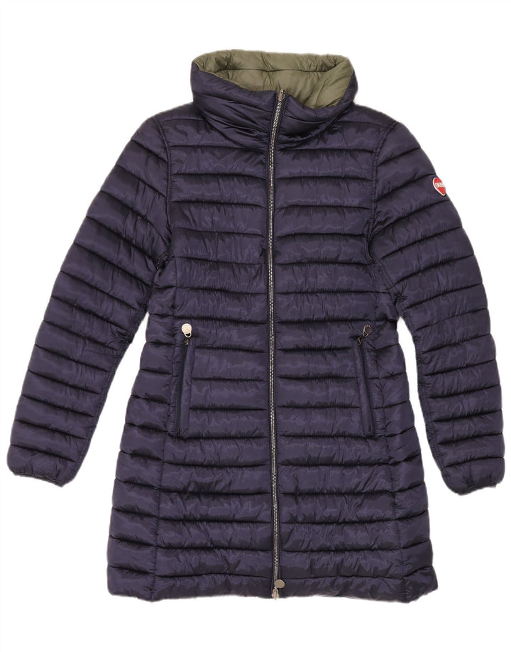 Cappotto imbottito reversibile con cappuccio da donna Colmar UK 12 medio in nylon blu navy