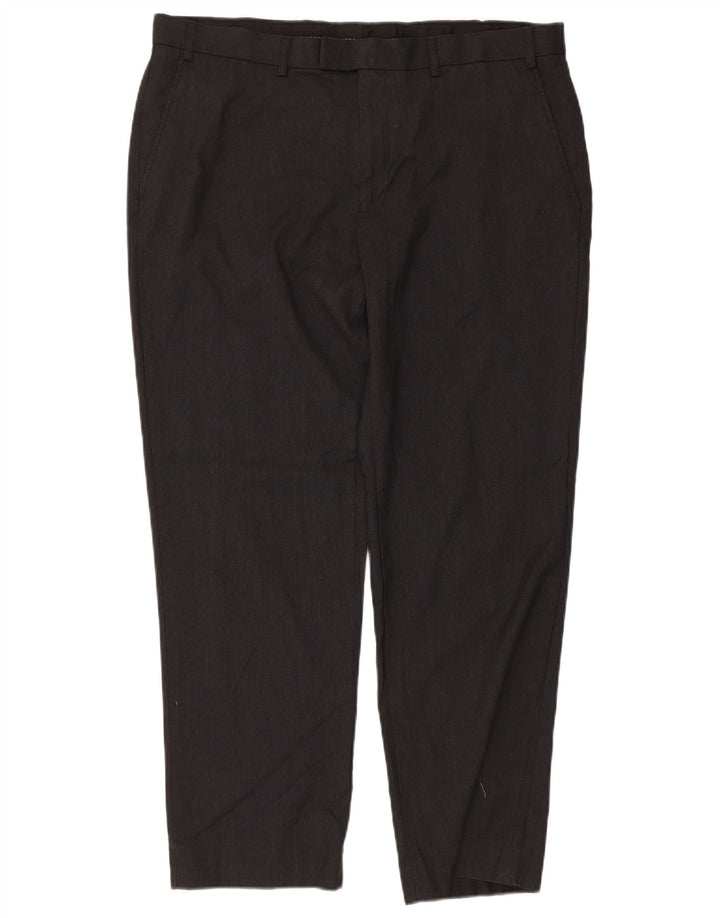 Pantaloni da abito dritti su misura da donna Marks & Spencer W38 L29 viscosa grigia