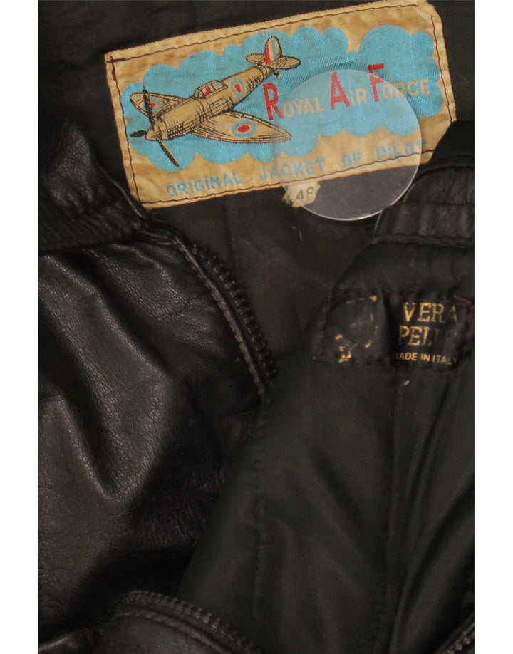 Giacca in pelle vintage da uomo IT 48 in pelle nera media