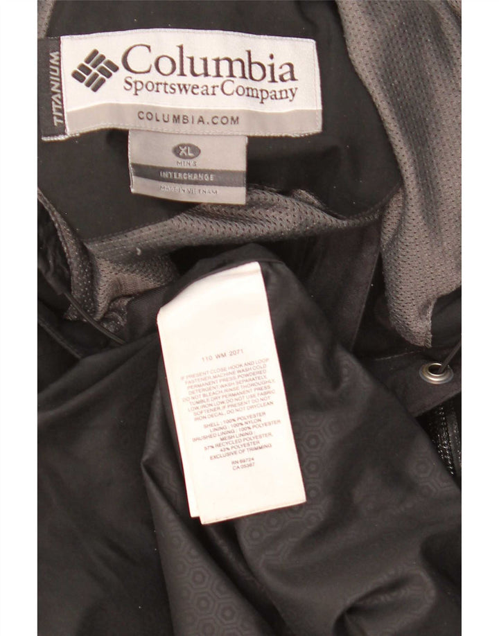 Giacca antipioggia Columbia da uomo con cappuccio in titanio UK 42 XL poliestere nero