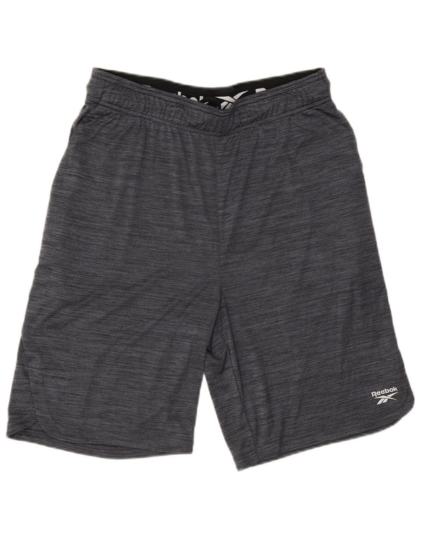 Pantaloncini sportivi Reebok da uomo in poliestere grigio medio