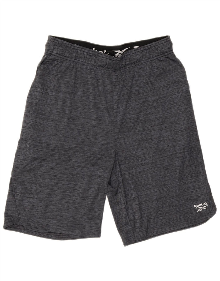 Pantaloncini sportivi Reebok da uomo in poliestere grigio medio