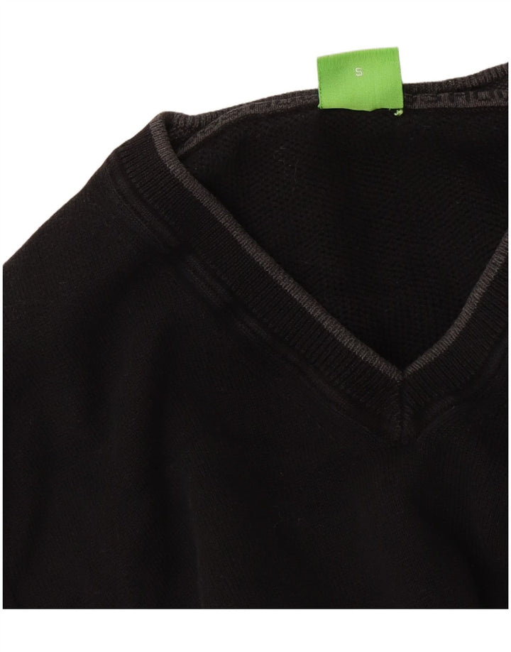 Maglione da uomo con scollo a V Hugo Boss piccolo cotone nero