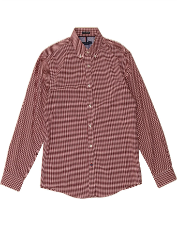 TOMMY HILFIGER Mens Slim Fit Shirt Size 15 Medium Red Gingham Cotton Vintage Tommy Hilfiger and Second-Hand Tommy Hilfiger from Messina Hembry 