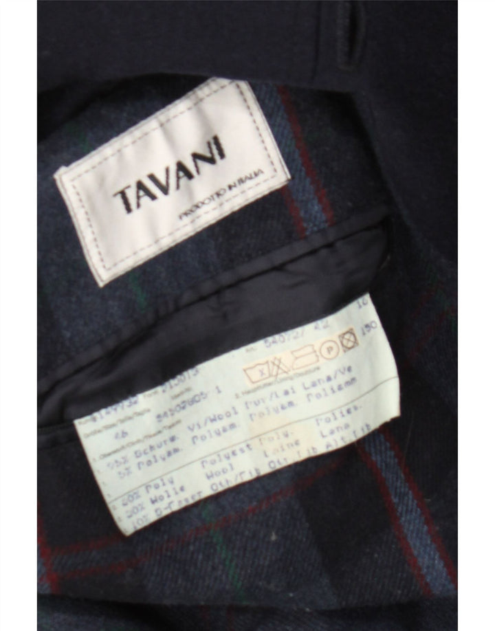 Soprabito vintage da uomo vestibilità ampia IT 46 piccolo in lana blu navy