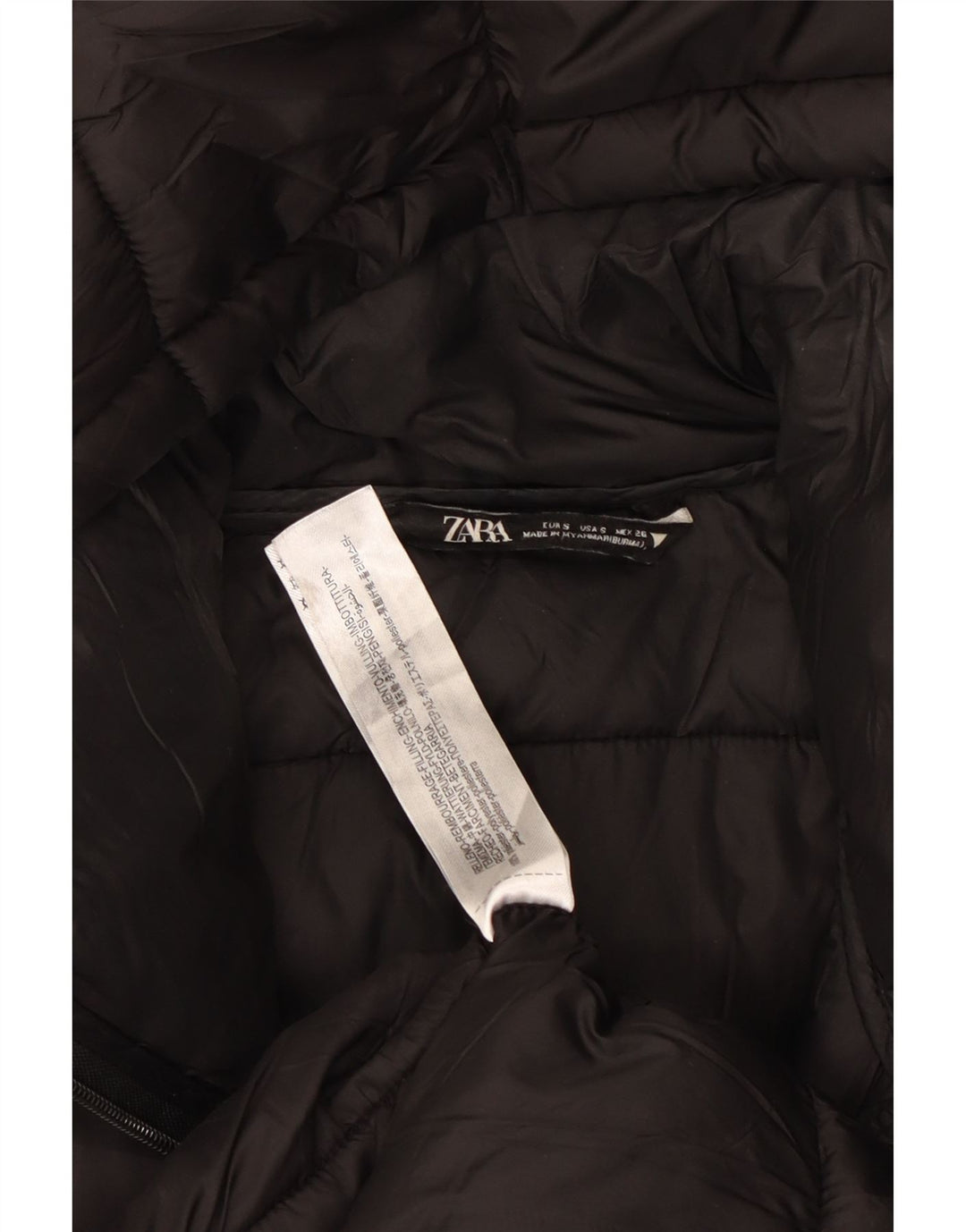 Cappotto imbottito oversize con cappuccio ZARA da donna UK 10 piccolo poliestere nero