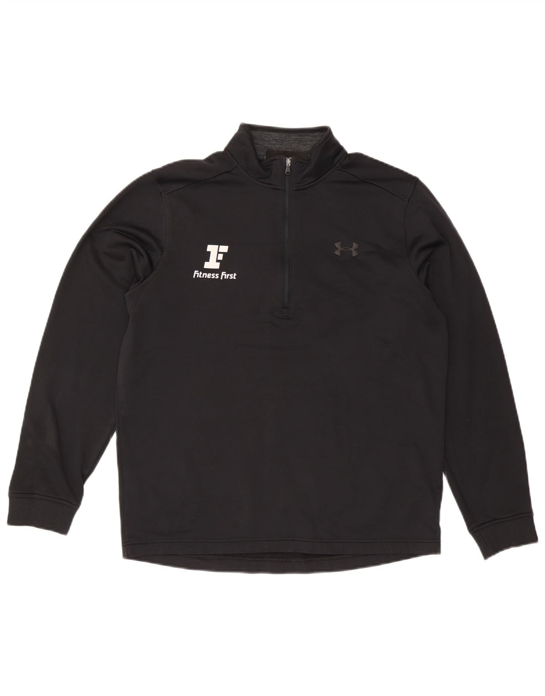 Felpa con collo con zip grafica Under Armour da uomo Cold Gear, maglione medio nero