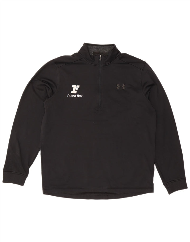 Felpa con collo con zip grafica Under Armour da uomo Cold Gear, maglione medio nero