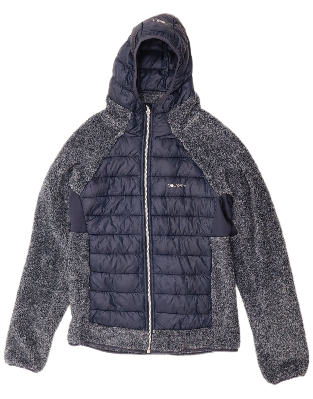 Giacca in pile imbottita con cappuccio da donna Ande UK 18 XL poliestere blu navy