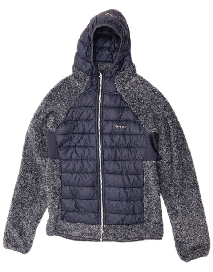 Giacca in pile imbottita con cappuccio da donna Ande UK 18 XL poliestere blu navy