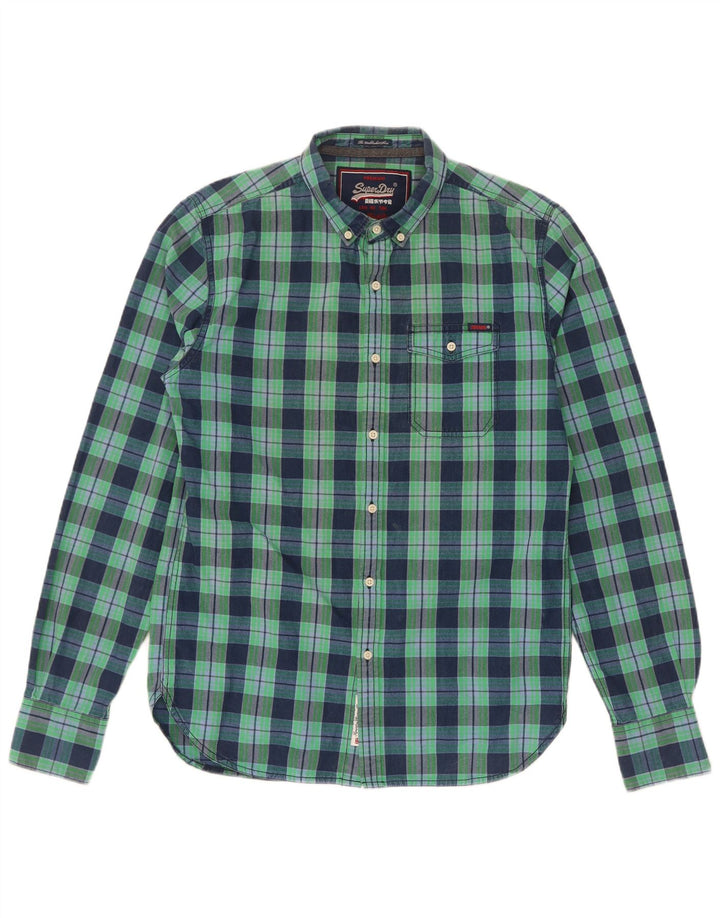 Camicia da uomo Superdry in cotone a quadri verde medio