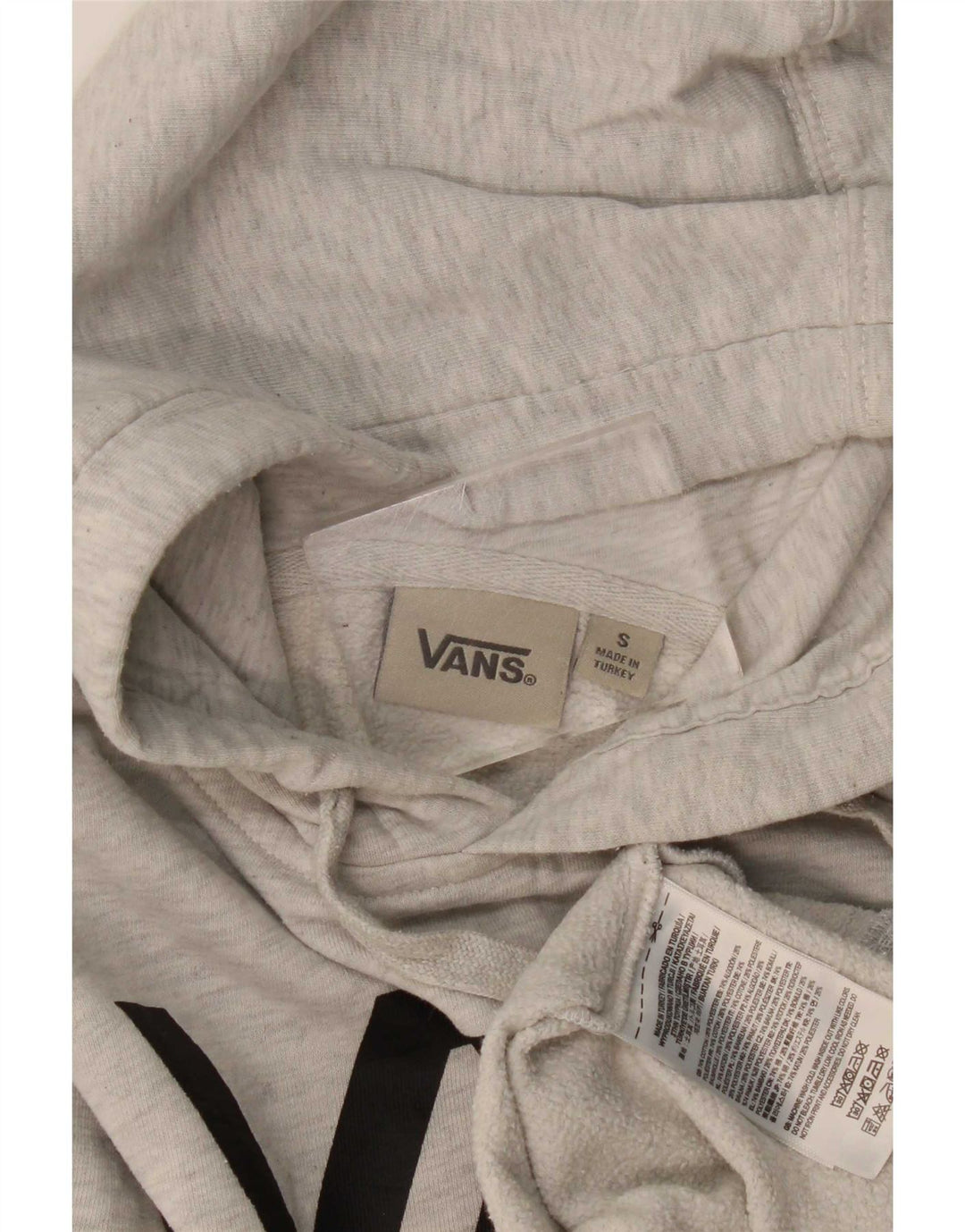 Felpa con cappuccio grafica da uomo Vans Small in cotone chiazzato grigio