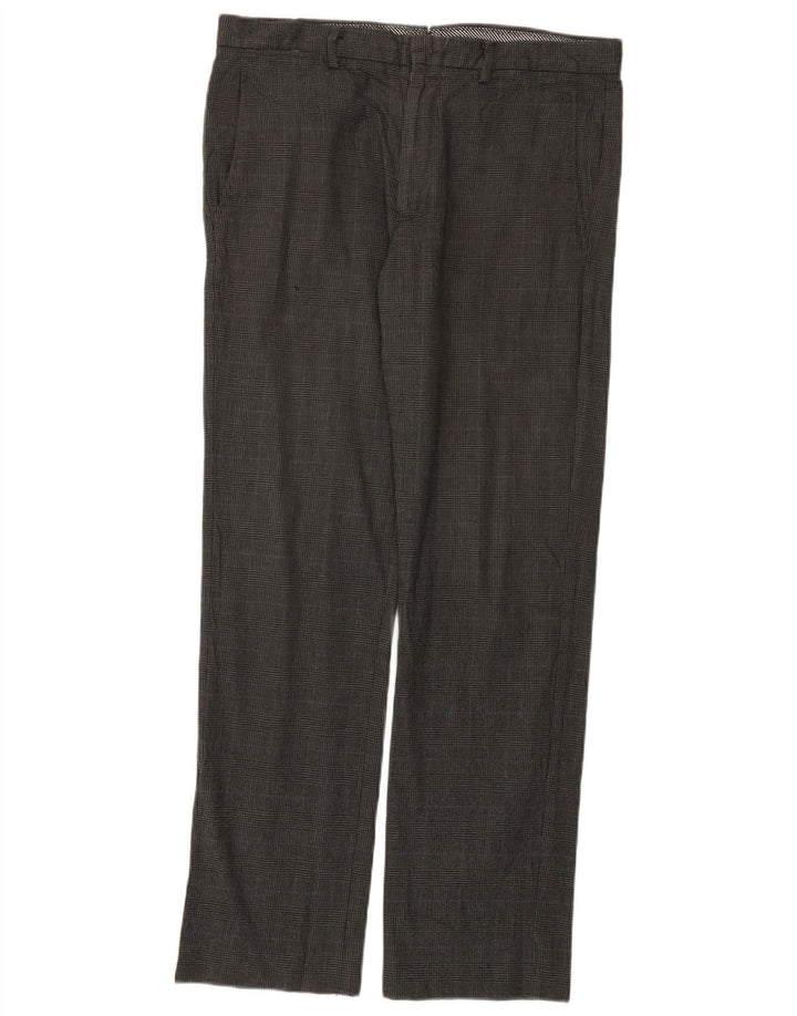 Pantaloni Gap Uomo Extra Sim Fit Chino W34 L32 Cotone a quadri grigi