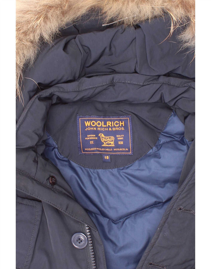 Giacca imbottita con cappuccio Woolrich per neonati 12-18 mesi in poliestere blu navy