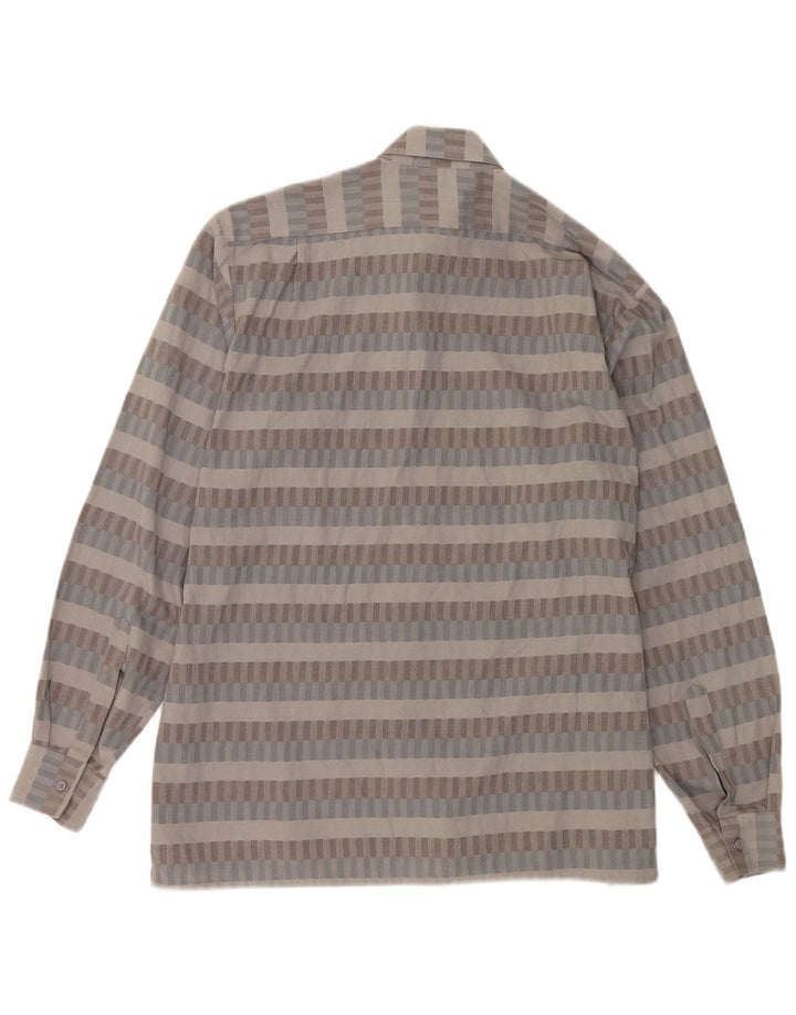 CACHAREL Mens Shirt Size 39 Medium Grey Striped