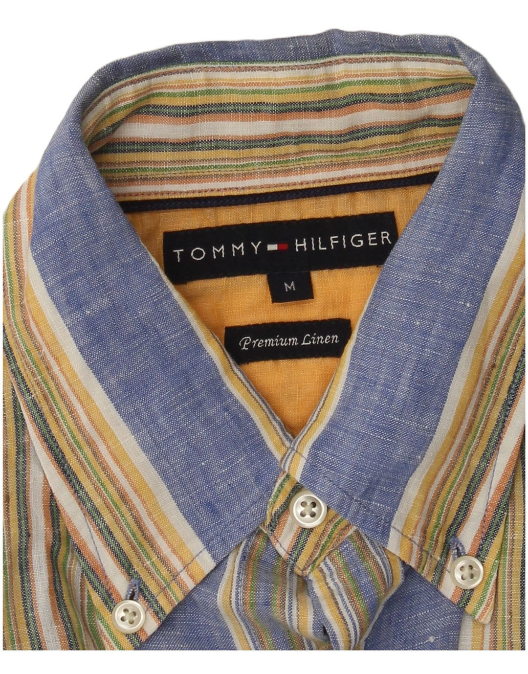 Camicia da uomo Tommy Hilfiger in lino a righe blu medio