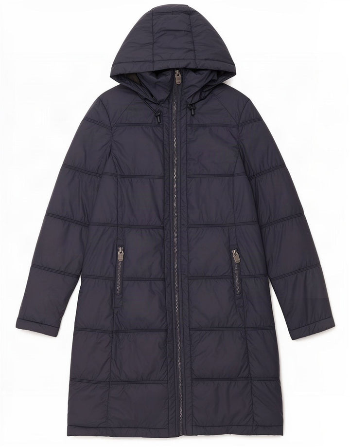 Cappotto imbottito con cappuccio da donna Fat Face UK 8 piccolo in nylon blu navy