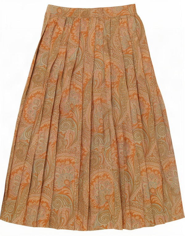 Gonna a pieghe da donna Marella UK 16 Large W30 Lana Paisley marrone