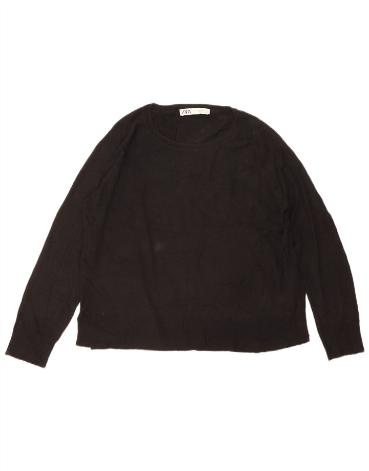 Maglione girocollo oversize da donna Zara UK 10 piccolo in viscosa nera